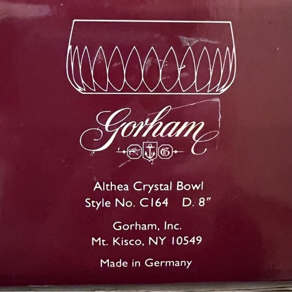Gorham Full Lead Crystal Bowl 8" #C164 Althea Crafted In W. Germany Original Box - Picture 6 of 8